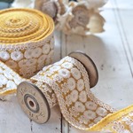 インド刺繍リボン　フラワー７　マスタード