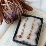 ヴィンテージ チェーン × 天然石 の 揺れる ピアス イヤリング 