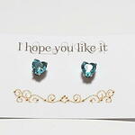 （送料無料）ハートのキュービックジルコニアピアス・ディープスカイブルー