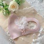 ふわふわ♡マスク 縦ワイヤー入 ❇️抗菌　抗ウイルス　フリルマスク♡♡パールマスク　マスク カバーマスク シンプルマスク 学生 ウエディング レース マスク