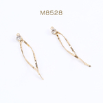 M8528  6個  スティックチャーム ラインストーン付き カン付き 43mm ゴールド 3×（2ヶ）