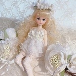 リカちゃん、22cmドール 白お花ドレスno122