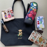 新柄くまさん☆Mサイズ　オーダー　名入れトートバッグ　