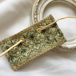 【再販】インド刺繍 リボン ポニーフック ラップリボン リボンラップ ピスタチオグリーン