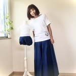❇リンクコーデ❇コットンネイビー✨ママとベビーのとっておき 💕ロングスカーチョ & カボチャパンツ 80 or 90set   ✳親子コーデ 