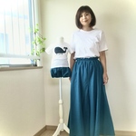 ＊リンクコーデ＊キャンブリック✨ブルーグリーン💕ロングスカーチョ & カボチャパンツ 80 or 90set   ✳親子コーデ 