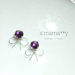 ＊【silverフィルドワイヤー】♡リボン＊スワロフスキー ピアス