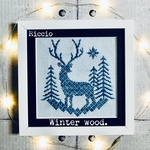 【Riccio's  winter wood.】こぎん刺し☆フルセット☆紺地に白糸