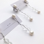 淡水パール 水晶【long pearl＆crystal pierce & earring 】ピアス イヤリング 結婚式 ウエディング 