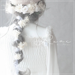 *純白ローズと紫陽花パールのヘッドドレス*　髪飾り　花飾り　ウェディング　ドレス　結婚式　カラードレス　二次会　ウェディングフォト　本物　花　紫陽花　薔薇　和装