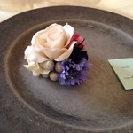 再々販！＊バニラ色のローズとブルーの矢車草のコサージュ＊spring head dress & corsage No.21