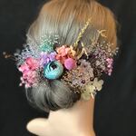 髪飾り ヘッドドレス 結婚式 成人式 卒業式 かすみ草 青　紫 ピンク