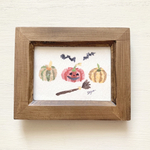🎃透明水彩画　ちぎり絵「北欧ハロウィン」イラストミニ額 秋 かぼちゃ　ハロウィン　プチギフト  ハロウィンギフト🎃