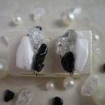 Black&White 天然石イヤリング #2