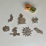 ハロウィン　オーナメント7点セット　　　　　　【ダメージ風ブラウン】