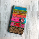 【iPhone/android】エスニックな刺繍 手帳型iPhoneケース 手帳型スマホケース ターコイズブルー iPhone13 iPhone13Pro iPhone12 iPhone11