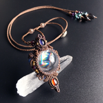 rainbow quartz × iolite  / macrame amulet　 #マクラメアミュレット＃