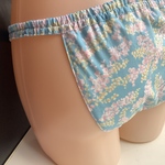 綿ローン使用  【淡いブルーフラワー】浅ばき、深ばき、S〜3L、ふんどしパンツ  フンパン  フンテイ   下着 ストレスフリー リンパよけショーツ mameパンティ