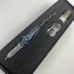 【送料無料】手作り　ガラスペン　硝子ペン　万年筆　付けペン 文房具 スクエア　ブルースター