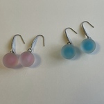 ほんのり色づく飴玉ピアス　ピンク&ブルーセット