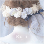 *hydrangea＆RoseHeddress*　髪飾り　花飾り　ウェディング　ベロア　リボン　振袖　袴　成人式　卒業式　和装　結婚式　ヘア　アジサイ　青　淡い　ブルー　薔薇　ホワイト　白　