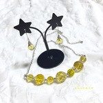 ★SALE 天然石シトリンクォーツのアロマネックレス＆ピアスorイヤリングＳＥＴ