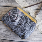 送料無料*がま口ショルダーバッグ*お出かけ猫ちゃんA