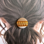 再販　大人　【ヘアゴム】　刺繍リボン　コーデュロイ　秋　冬　あき　ふゆ　おとな　へあごむ　ヘアアクセ　ナチュラル　くるみボタン