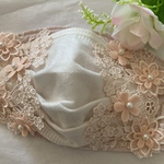 ✾不織布マスクが見えるマスクカバーピンク美しい金刺繍花柄レース2wayフラワーパール抗菌クレンゼ