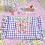 チューリップブーケ刺繍のフリルポーチ