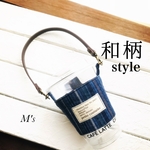 【和柄/縞模様】新発売　お洒落に可愛く持ち歩き♪M'sのドリンクホルダー（持ち手付き）Mサイズ　すぐ発送