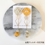最高級品質　水引 イヤリング ピアス 「夢」 ペールオレンジ