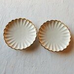 福袋B級品　輪花中皿２枚セット　【白マット】