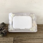 【gachakimi様追加購入分】お花のおしりふきポーチ　ミモザ　グレーストライプ