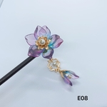 E08 かんざし　牡丹簪　一輪花簪　木簪　花簪　花のかんざし　ボタンかんざし