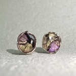 〈モスグリーン×パープル〉アルコールインクアートアクセサリー ピアス イヤリング