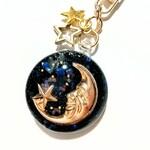 キーホルダー、夜空 の 月、送料無料♪