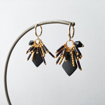 クレイ × ビーズタッセル costume jewelry earring -black-