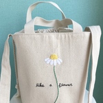 トートバッグ　ショルダーバッグ　2way 丸底　刺繍