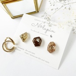 -kakera- 　ニュアンスミニピアス/イヤリング　3点セット　2連イヤーカフ付き【ディープブラウン】