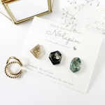 -kakera- 　ニュアンスミニピアス/イヤリング　3点セット　2連イヤーカフ付き【ディープグリーン】