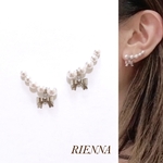 大人可愛い Ribbon 5連ピアス（イヤーカフ風）