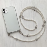 蝶々　クリアケース ビーズ パール スマホショルダー ストラップ バタフライ　ショルダーストラップ　チェーン