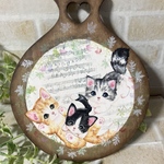 子猫たちのプレート　壁飾り　☆トールペイント　