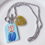 叫び🗣プレート　💛イエローミルフィオリ　ステンレスマンテルネックレス