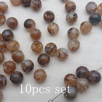 10個セット!マーブルブラウン スズマルビーズ 10mm アクリル/丸玉チャーム/軽量/樹脂