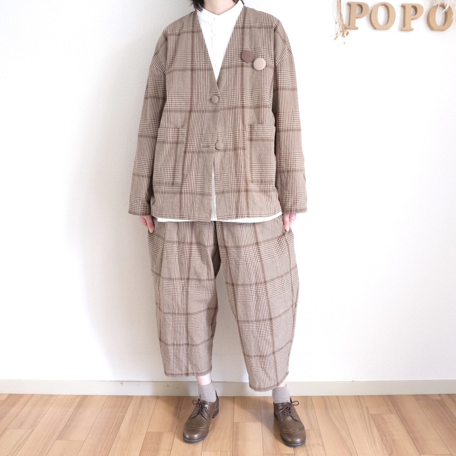 <2点セット> セットアップ チェックジャケット&チェックパンツ