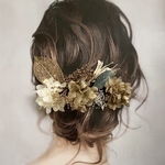 《再販》ドライフラワー ヘッドパーツ 髪飾り ヘアアクセサリー 結婚式 和装 ブライダル 成人式 ゴールド