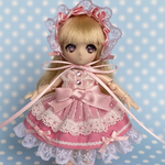 ワンピースとヘッドドレス　ピンク　オビツ11用