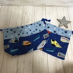 お弁当袋　コップ袋　巾着セット☆新幹線　フェイス　ブルー☆男の子